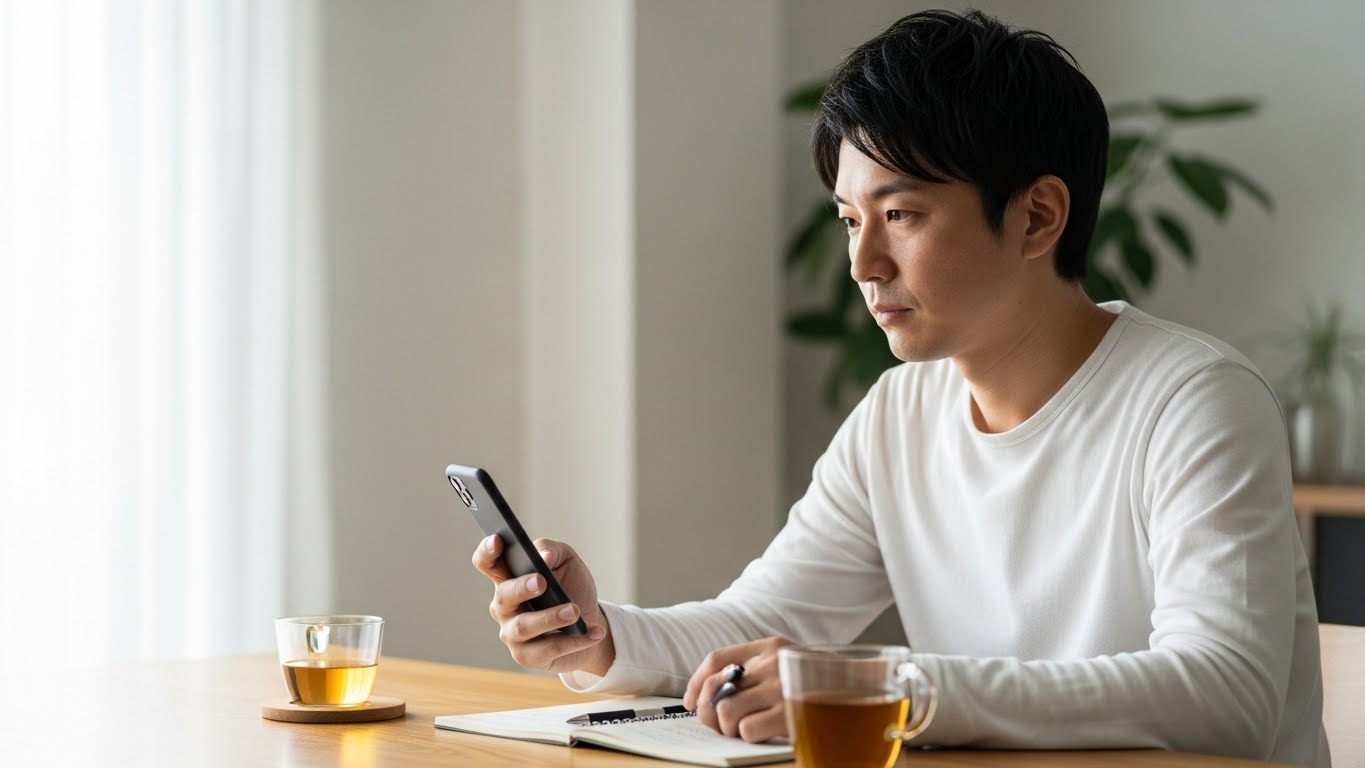 転職について情報収集をする日本人の様子