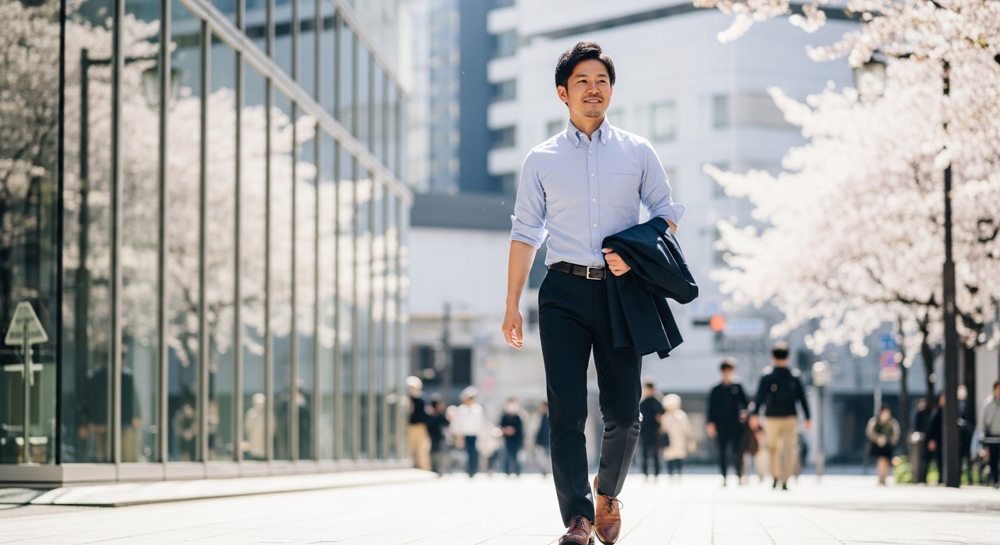 タクシードライバー未経験の不安を乗り越え、新しい一歩を踏み出す男性の後ろ姿