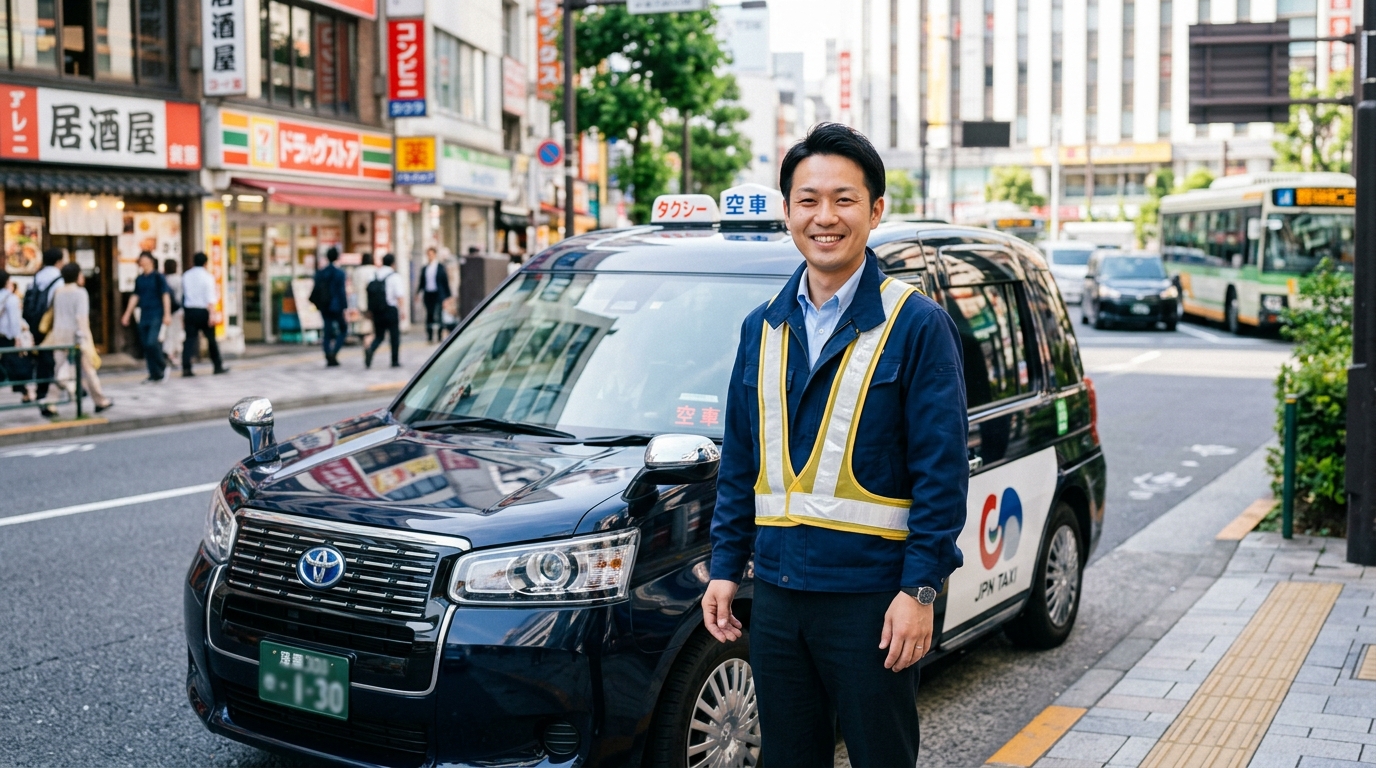 タクシードライバーが見守り業務も行う警備兼務の働き方イメージ